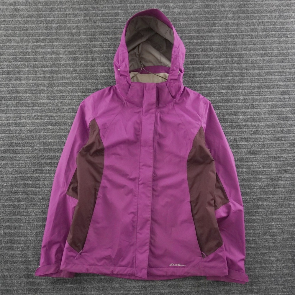 Eddie Bauer Rain Jacket Womens Medium Purple WeatherEdge Hooded Coat